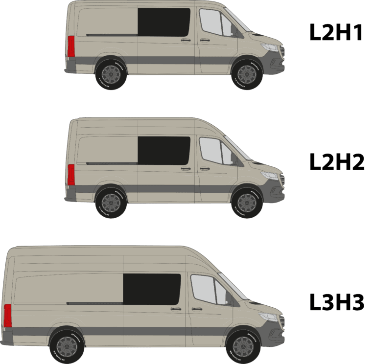 A guide to the different lengths and heights of the Mercedes Sprinter